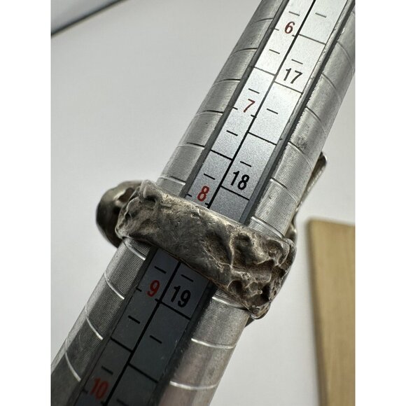 VTG Huge Brutalist Modernist Sterling Silver Turquoise Ring Signed DW Size 8.5 - Picture 13 of 14